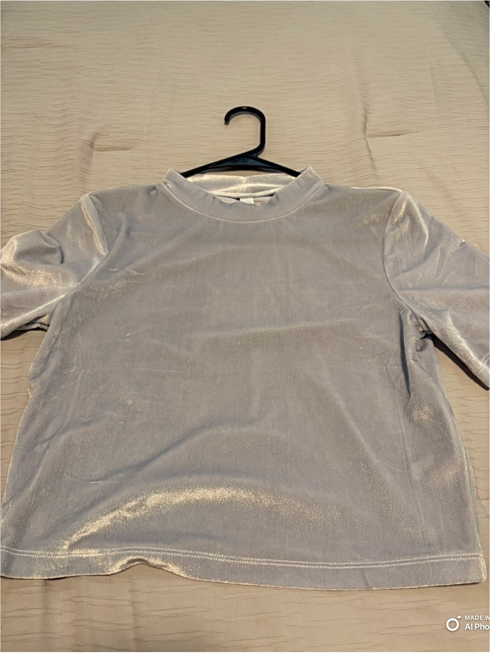 American Apparel - Shimmery Light Blue Velvet Crop